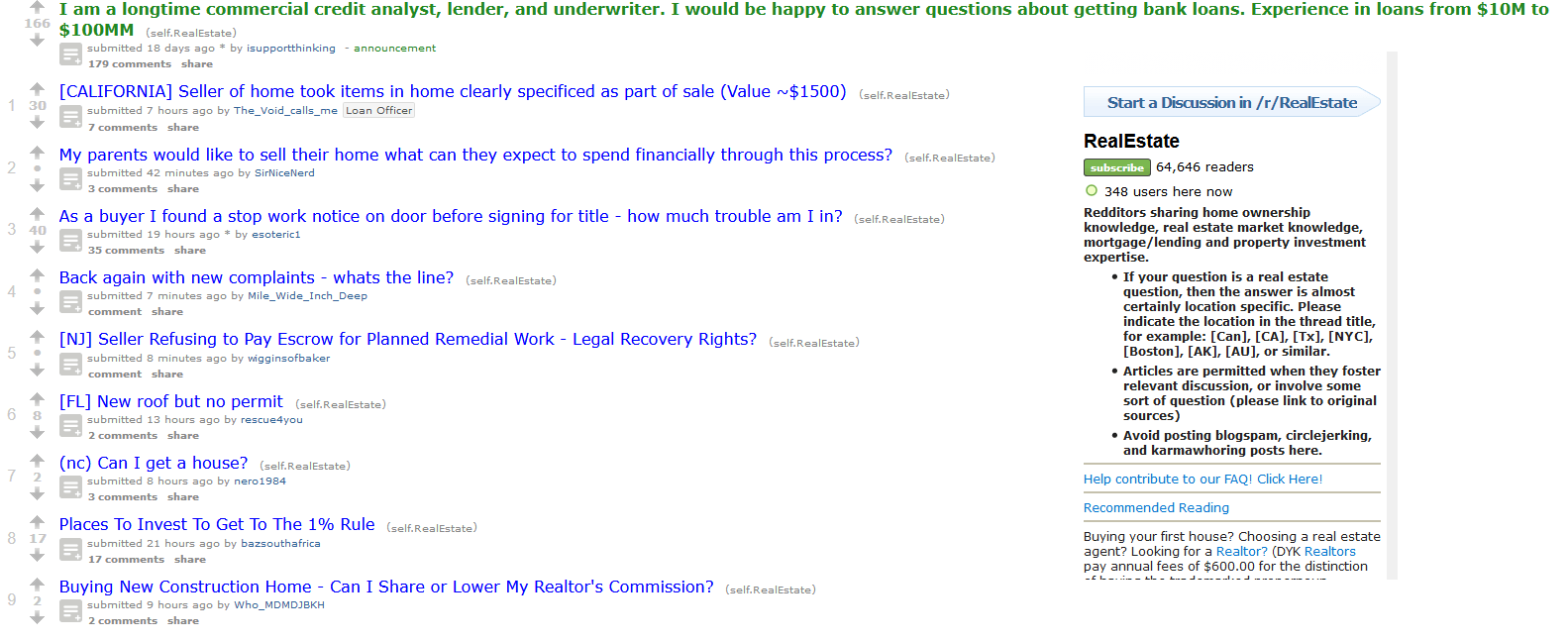 real estate connections on Reddit